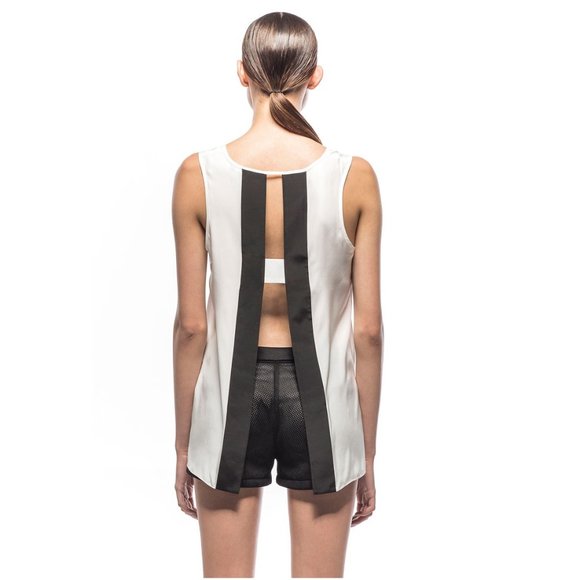 SAXONY • Silk Hi-Lo Open Backed Warner Tank Top M - Picture 1 of 15